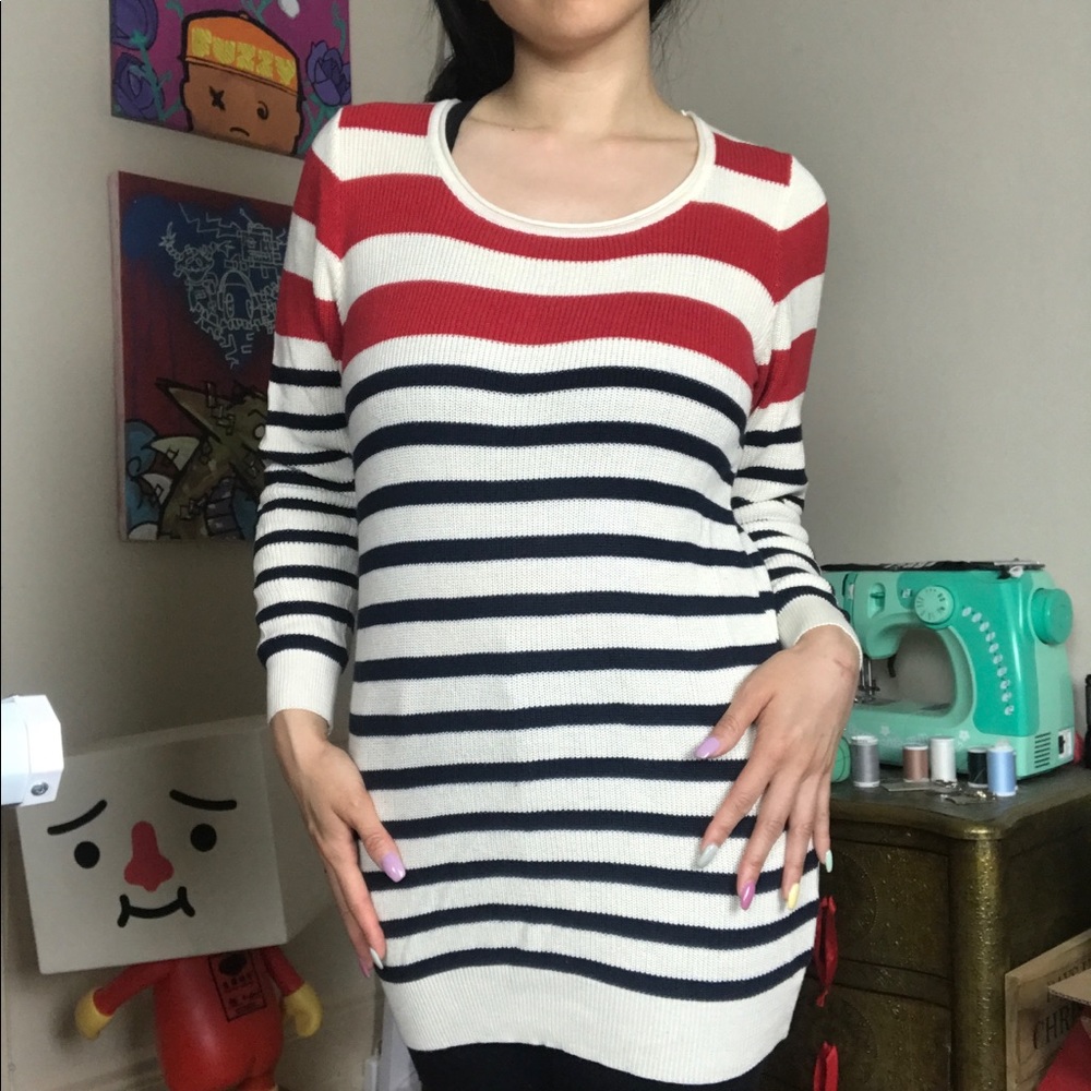 Tokyo Fashion Red, White & Black Stripe Sweater